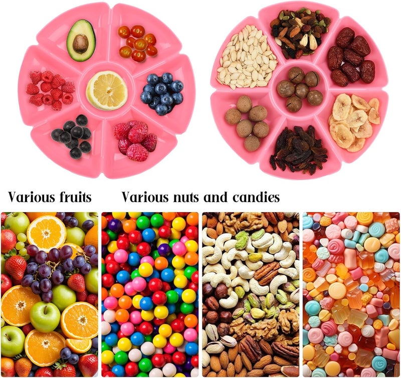 Zalaxt 12 Pcs Plastic Snack Serving Tray, Chip and Dip Serving Tray, Sectioned, Divided Plates Platter for Snack, Nuts, Candy, Dried Fruit, Veggies - Image 4